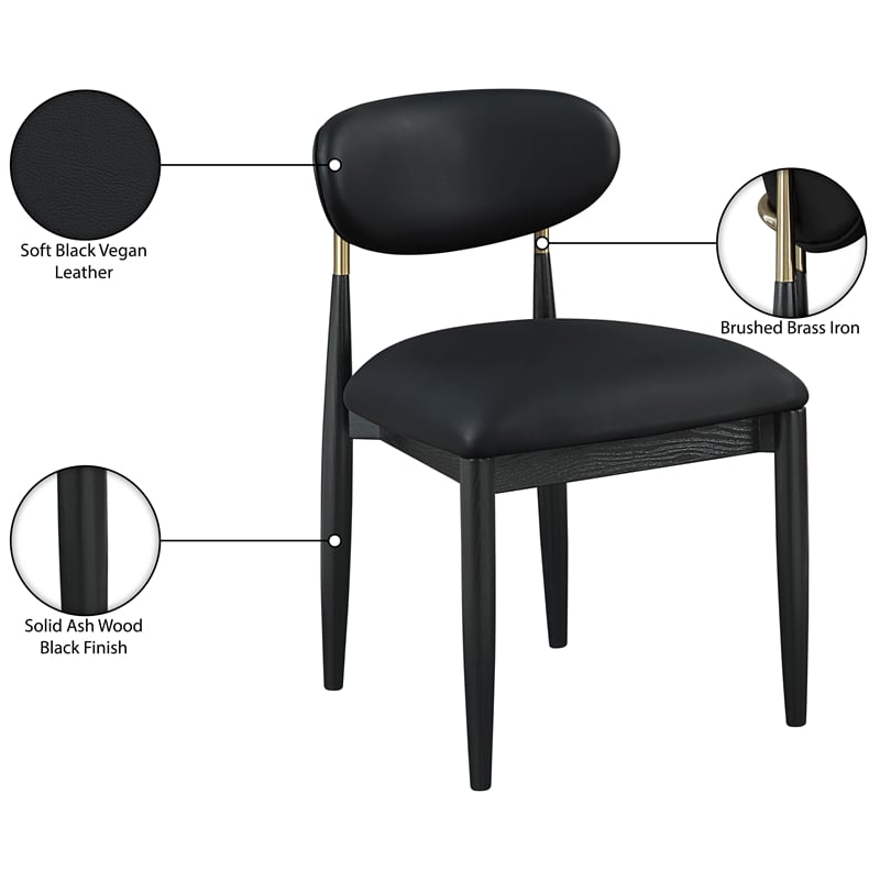 Meridian Furniture Riccio Black Vegan Leather Dining Side Chair (Set of 2)