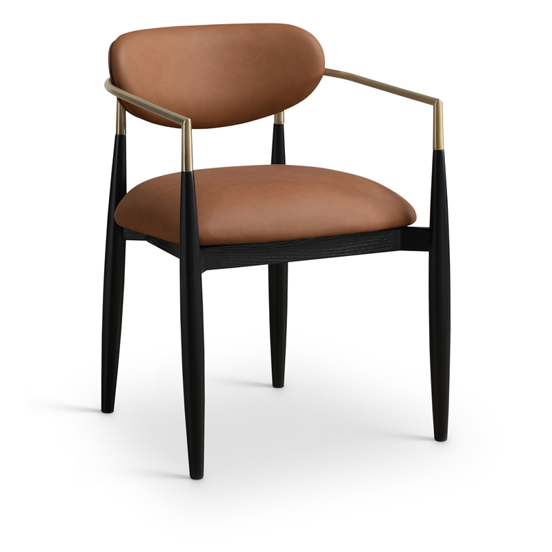 Meridian Furniture Riccio Cognac Vegan Leather Dining Arm Chair (Set of 2)