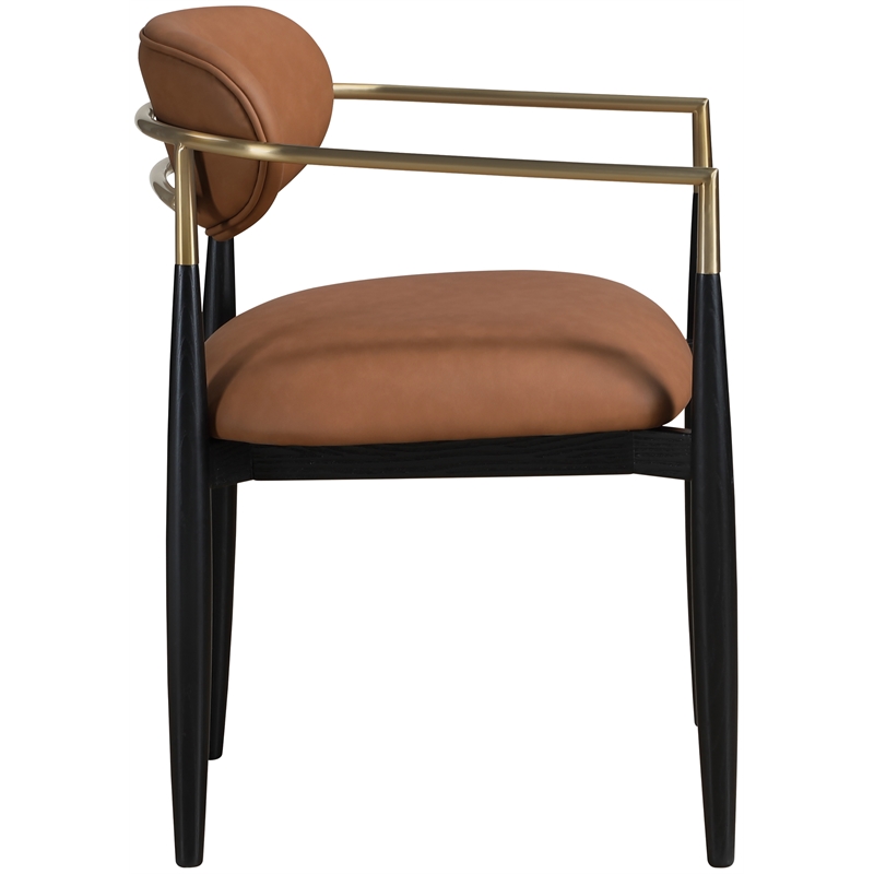 Meridian Furniture Riccio Cognac Vegan Leather Dining Arm Chair (Set of 2)