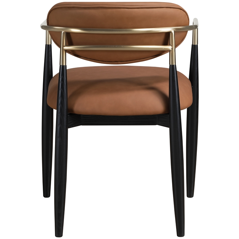 Meridian Furniture Riccio Cognac Vegan Leather Dining Arm Chair (Set of 2)