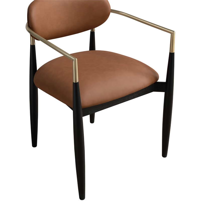 Meridian Furniture Riccio Cognac Vegan Leather Dining Arm Chair (Set of 2)