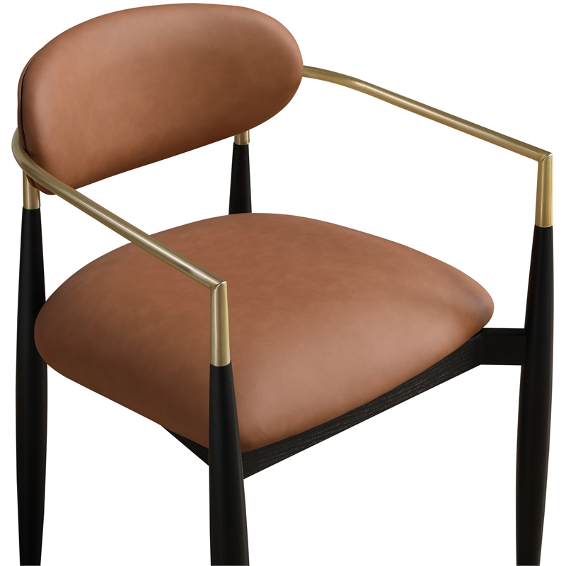 Meridian Furniture Riccio Cognac Vegan Leather Dining Arm Chair (Set of 2)