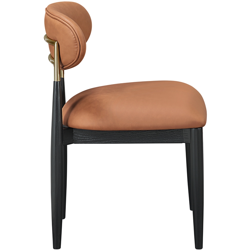 Meridian Furniture Riccio Cognac Vegan Leather Dining Side Chair (Set of 2)