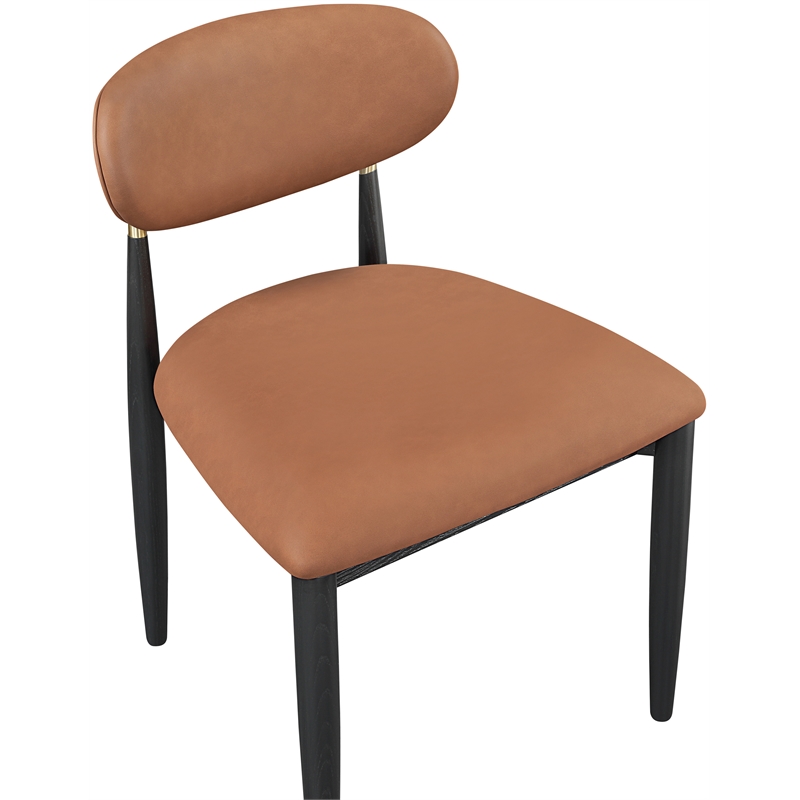 Meridian Furniture Riccio Cognac Vegan Leather Dining Side Chair (Set of 2)