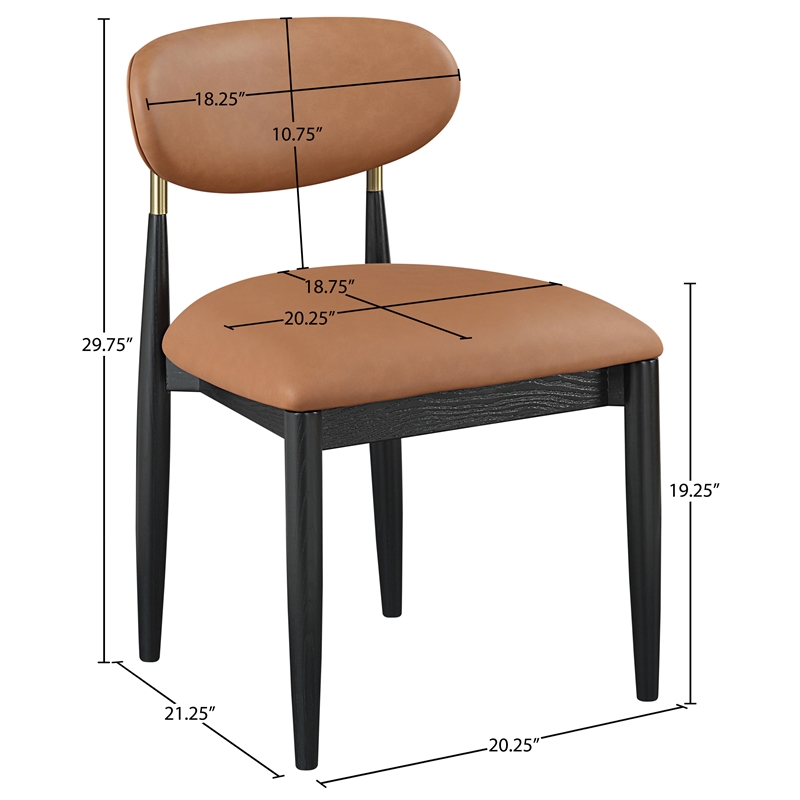 Meridian Furniture Riccio Cognac Vegan Leather Dining Side Chair (Set of 2)