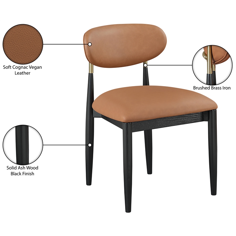 Meridian Furniture Riccio Cognac Vegan Leather Dining Side Chair (Set of 2)