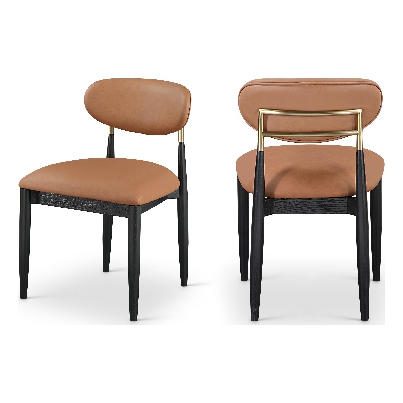 Meridian Furniture Riccio Cognac Vegan Leather Dining Side Chair (Set of 2)