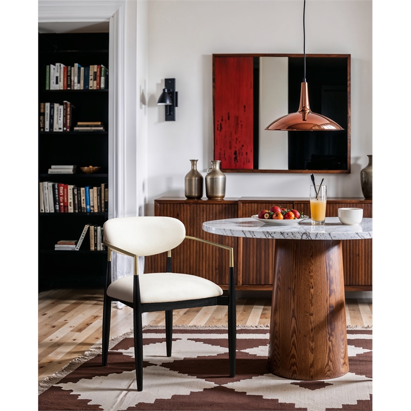 Meridian Furniture Riccio Cream Vegan Leather Dining Arm Chair (Set of 2)