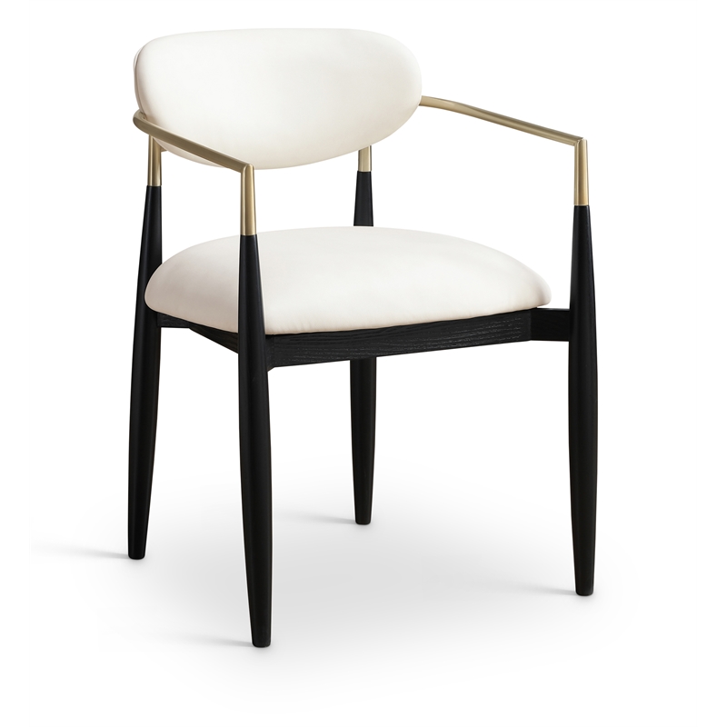 Meridian Furniture Riccio Cream Vegan Leather Dining Arm Chair (Set of 2)