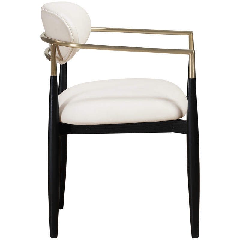 Meridian Furniture Riccio Cream Vegan Leather Dining Arm Chair (Set of 2)