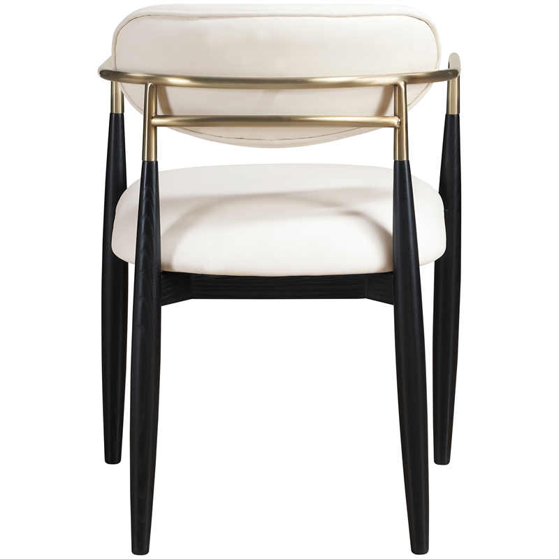 Meridian Furniture Riccio Cream Vegan Leather Dining Arm Chair (Set of 2)