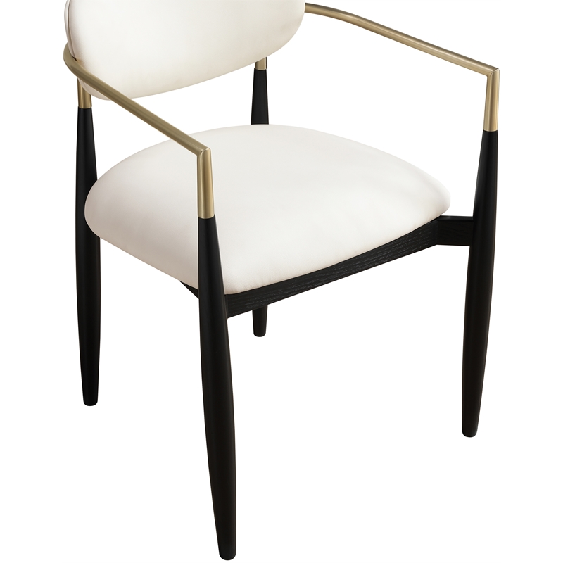 Meridian Furniture Riccio Cream Vegan Leather Dining Arm Chair (Set of 2)