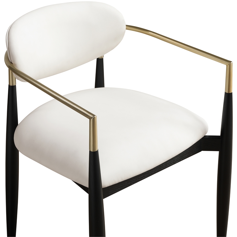 Meridian Furniture Riccio Cream Vegan Leather Dining Arm Chair (Set of 2)