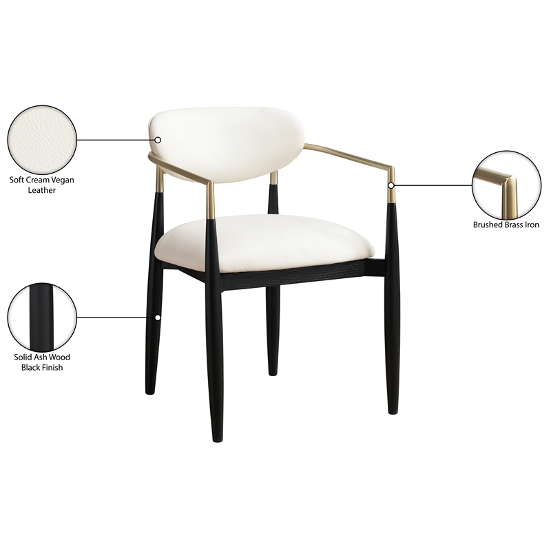 Meridian Furniture Riccio Cream Vegan Leather Dining Arm Chair (Set of 2)