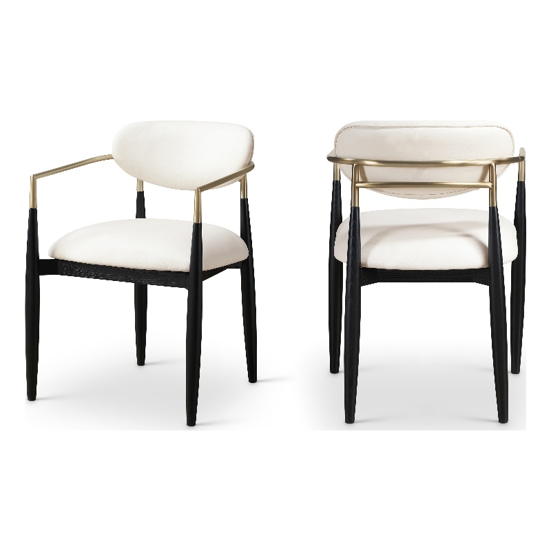 Meridian Furniture Riccio Cream Vegan Leather Dining Arm Chair (Set of 2)