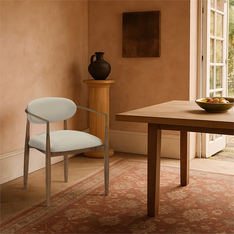 Meridian Furniture Riccio Beige Vegan Leather Dining Arm Chair (Set of 2)