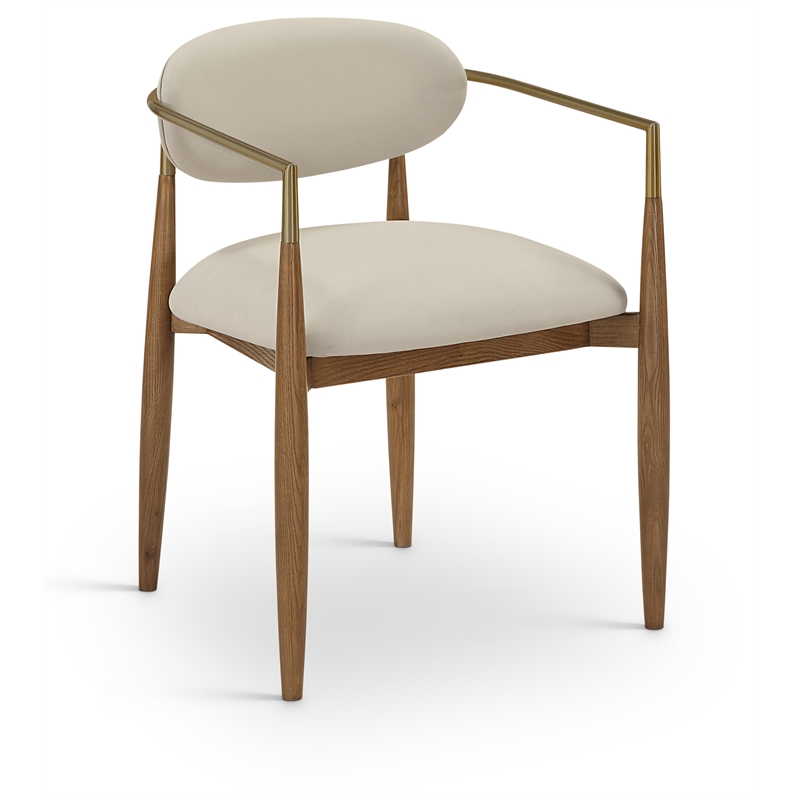 Meridian Furniture Riccio Beige Vegan Leather Dining Arm Chair (Set of 2)