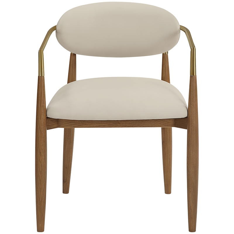 Meridian Furniture Riccio Beige Vegan Leather Dining Arm Chair (Set of 2)