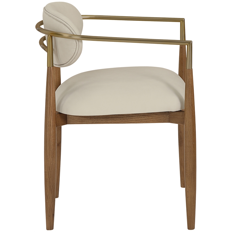 Meridian Furniture Riccio Beige Vegan Leather Dining Arm Chair (Set of 2)