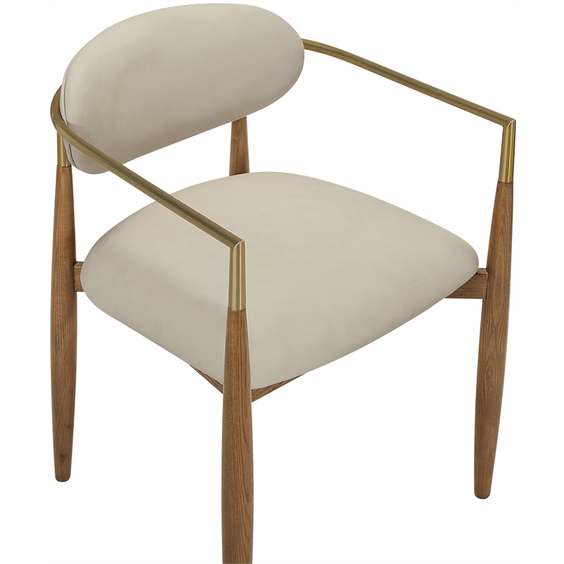 Meridian Furniture Riccio Beige Vegan Leather Dining Arm Chair (Set of 2)