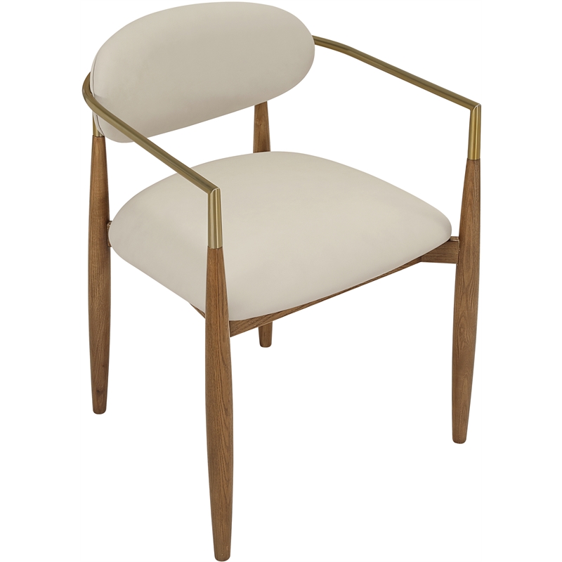 Meridian Furniture Riccio Beige Vegan Leather Dining Arm Chair (Set of 2)