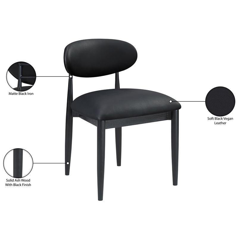 Meridian Furniture Riccio Black Vegan Leather Dining Side Chair (Set of 2)