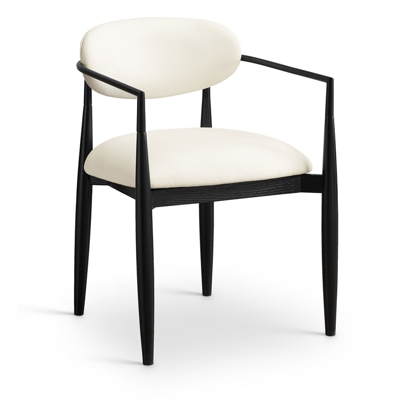 Meridian Furniture Riccio Cream Vegan Leather Dining Arm Chair (Set of 2)