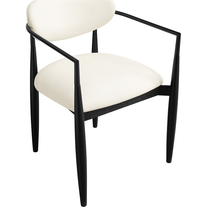 Meridian Furniture Riccio Cream Vegan Leather Dining Arm Chair (Set of 2)