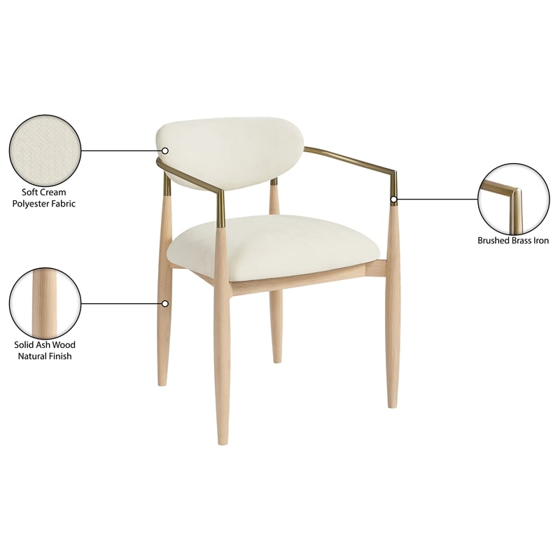 Meridian Furniture Riccio Cream Performance Fabric Dining Arm Chair (Set of 2)