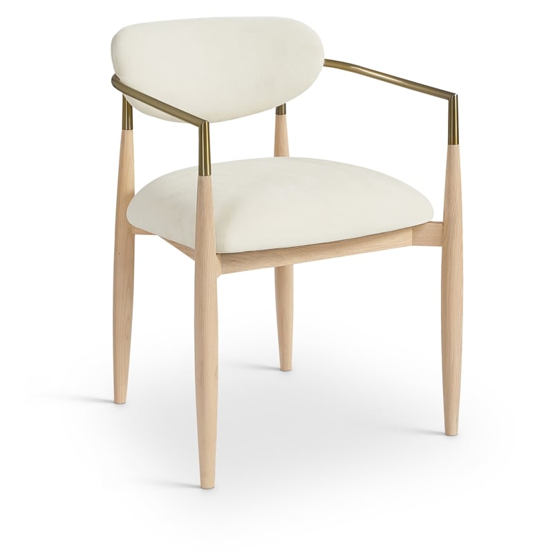 Meridian Furniture Riccio Cream Performance Fabric Dining Arm Chair (Set of 2)