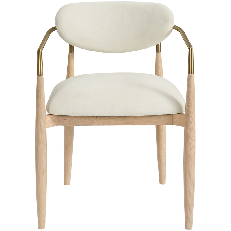 Meridian Furniture Riccio Cream Performance Fabric Dining Arm Chair (Set of 2)