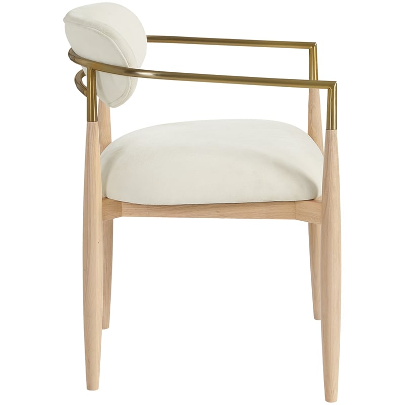 Meridian Furniture Riccio Cream Performance Fabric Dining Arm Chair (Set of 2)