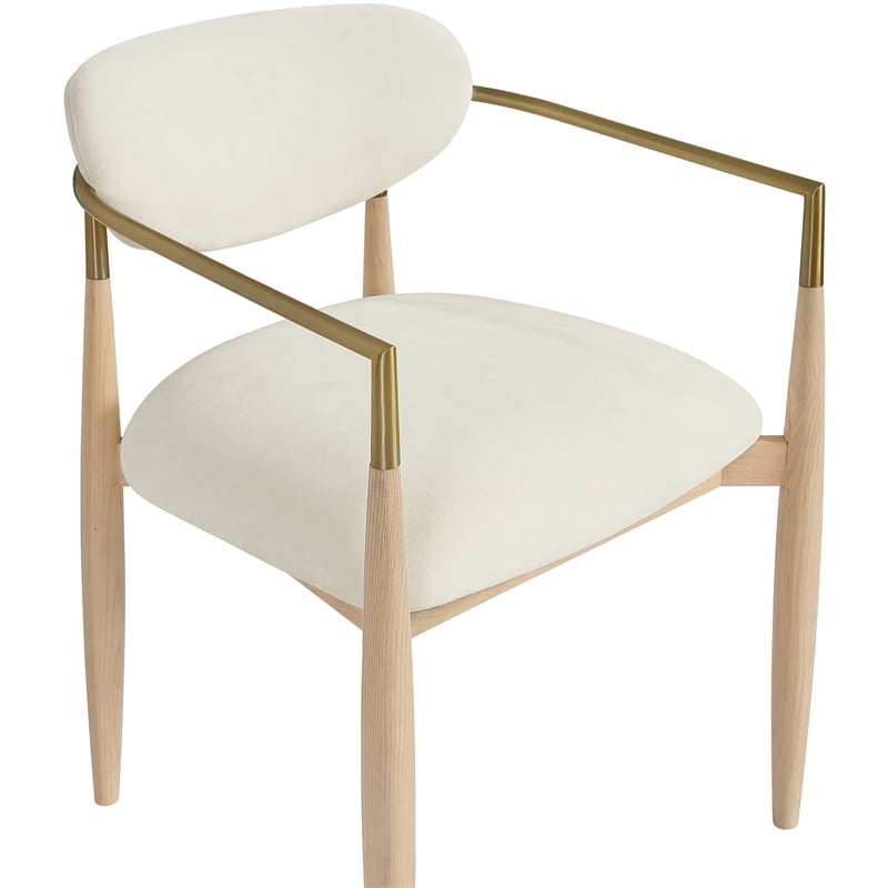 Meridian Furniture Riccio Cream Performance Fabric Dining Arm Chair (Set of 2)