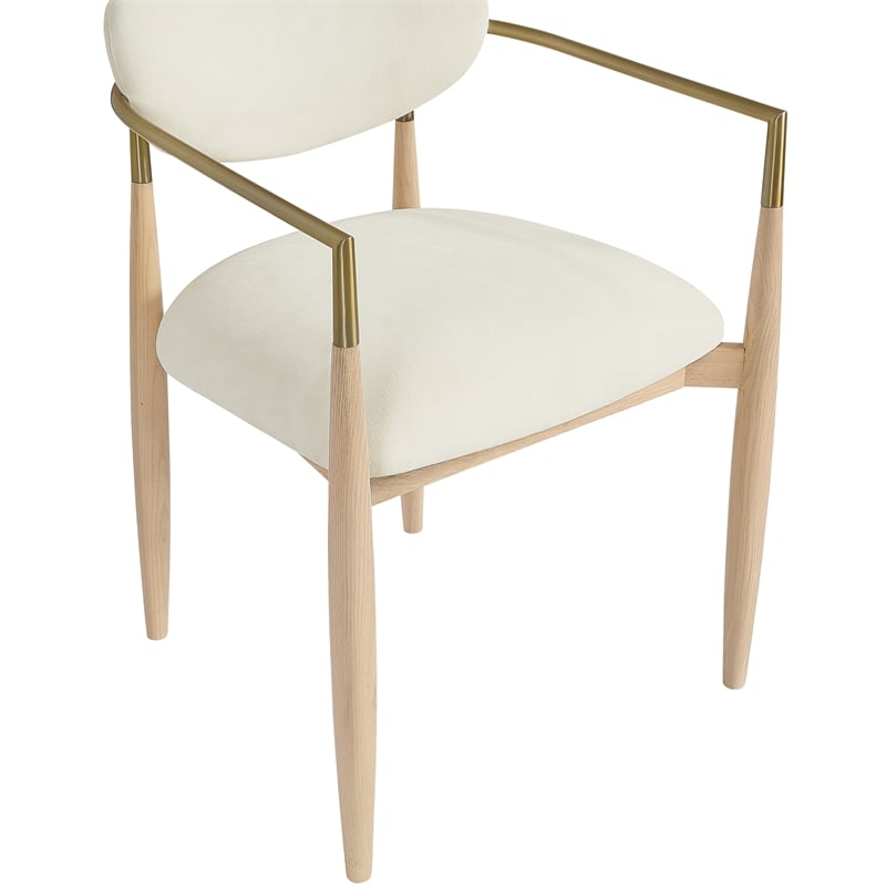 Meridian Furniture Riccio Cream Performance Fabric Dining Arm Chair (Set of 2)