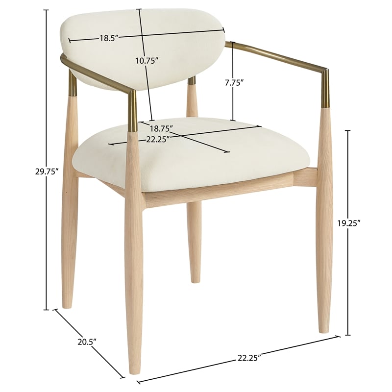 Meridian Furniture Riccio Cream Performance Fabric Dining Arm Chair (Set of 2)
