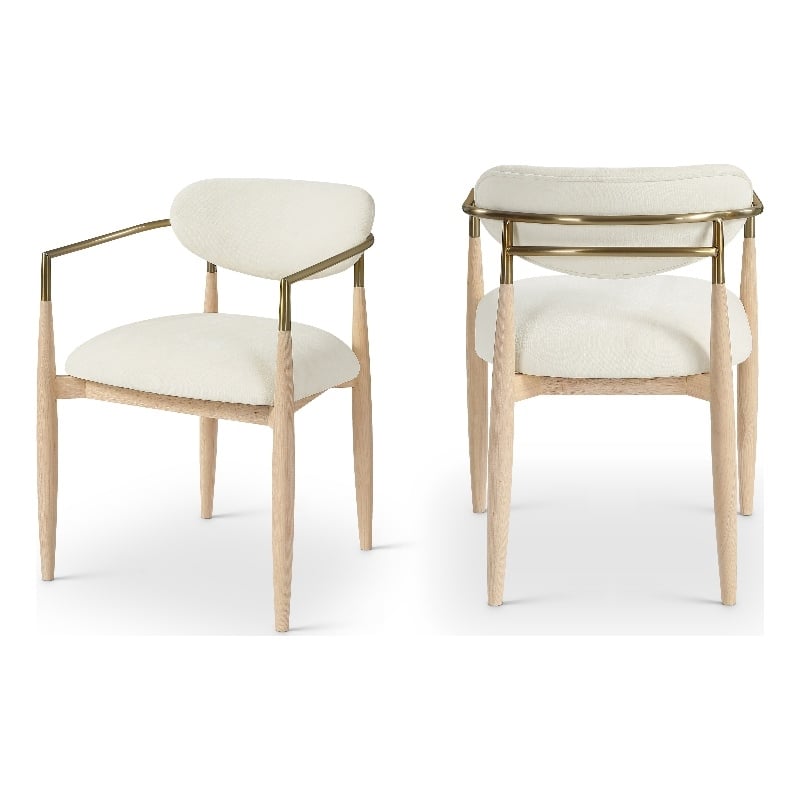 Meridian Furniture Riccio Cream Performance Fabric Dining Arm Chair (Set of 2)