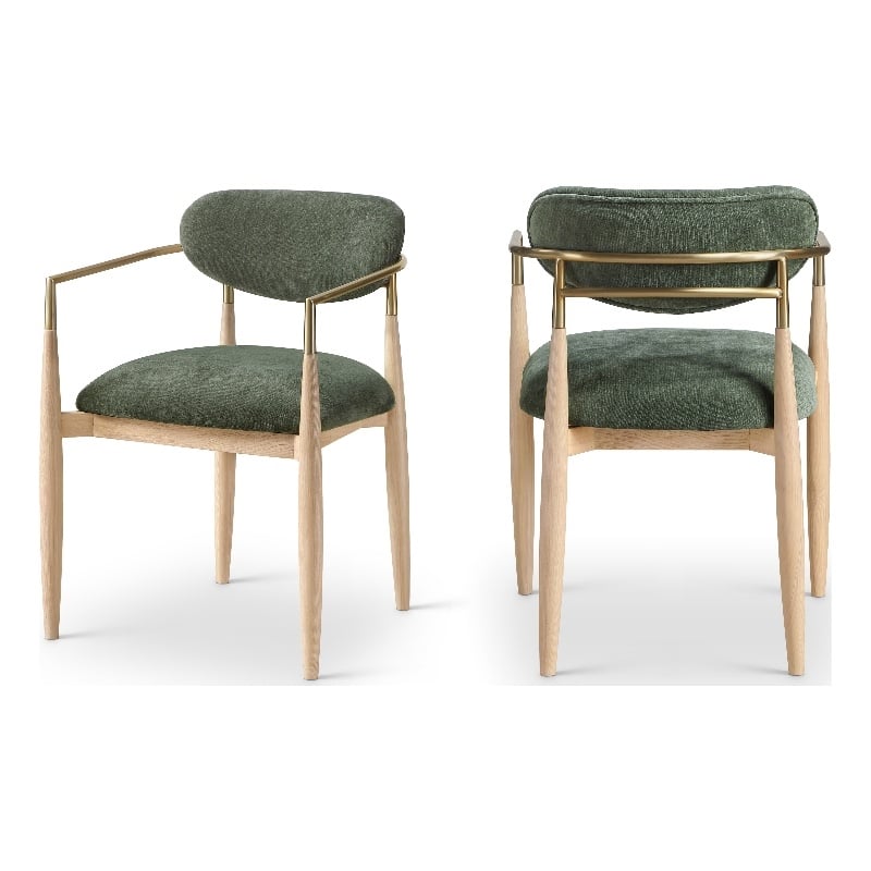 Meridian Furniture Riccio Olive Performance Fabric Dining Arm Chair (Set of 2)