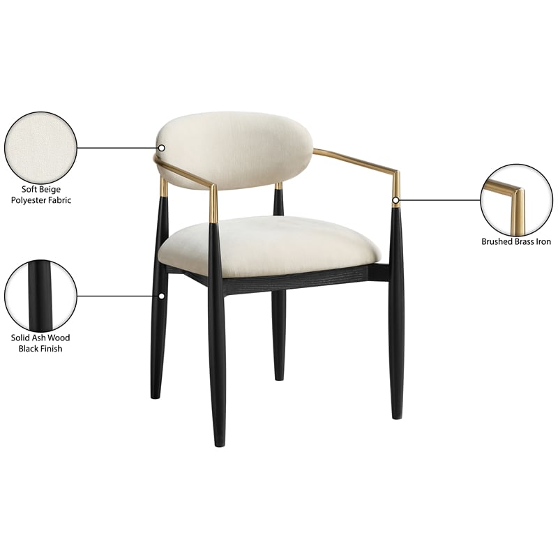 Meridian Furniture Riccio Cream Performance Fabric Dining Arm Chair (Set of 2)