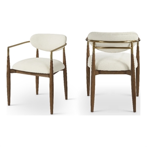 Meridian Furniture Riccio Beige Performance Fabric Dining Arm Chair (Set of 2)