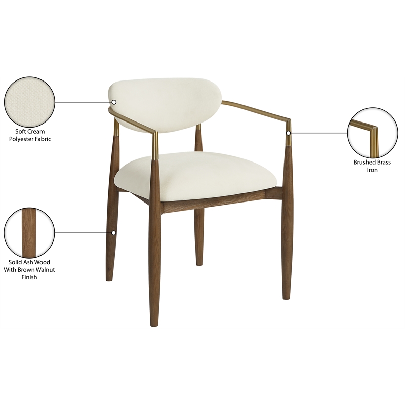 Meridian Furniture Riccio Cream Performance Fabric Dining Arm Chair (Set of 2)