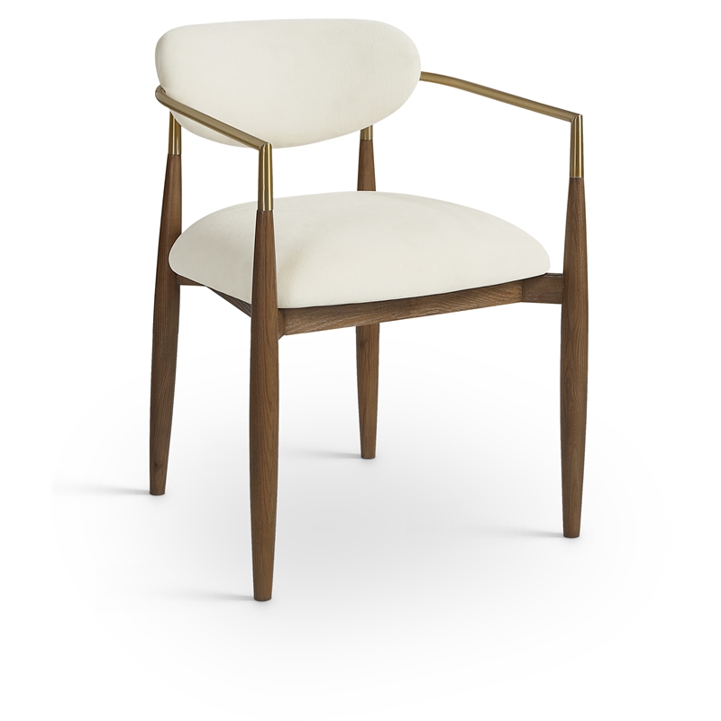 Meridian Furniture Riccio Cream Performance Fabric Dining Arm Chair (Set of 2)