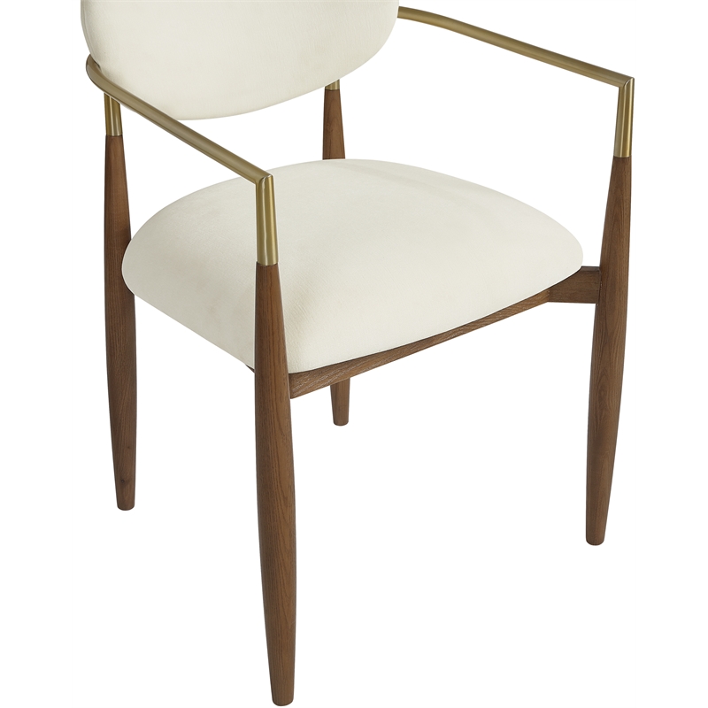 Meridian Furniture Riccio Cream Performance Fabric Dining Arm Chair (Set of 2)