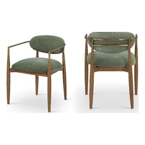 Meridian Furniture Riccio Olive Performance Fabric Dining Arm Chair (Set of 2)