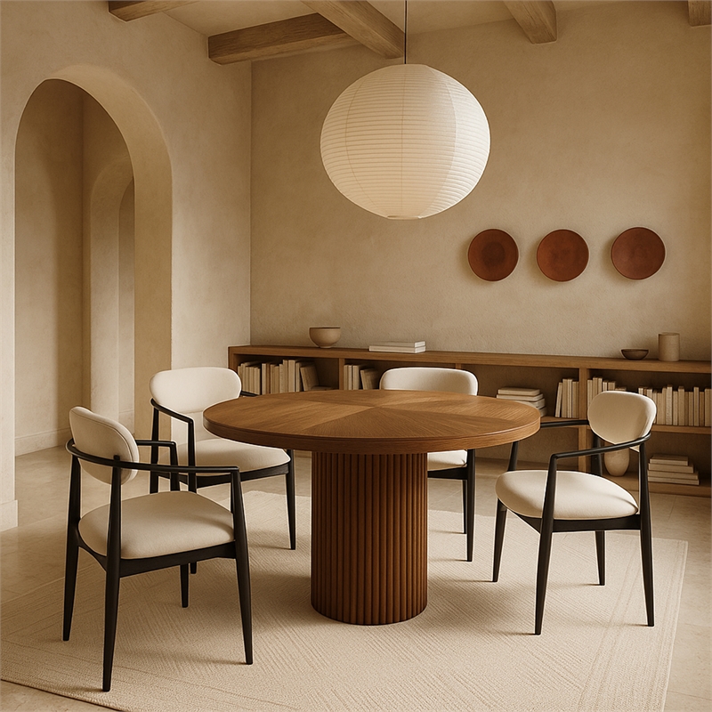 Meridian Furniture Riccio Beige Performance Fabric Dining Arm Chair (Set of 2)