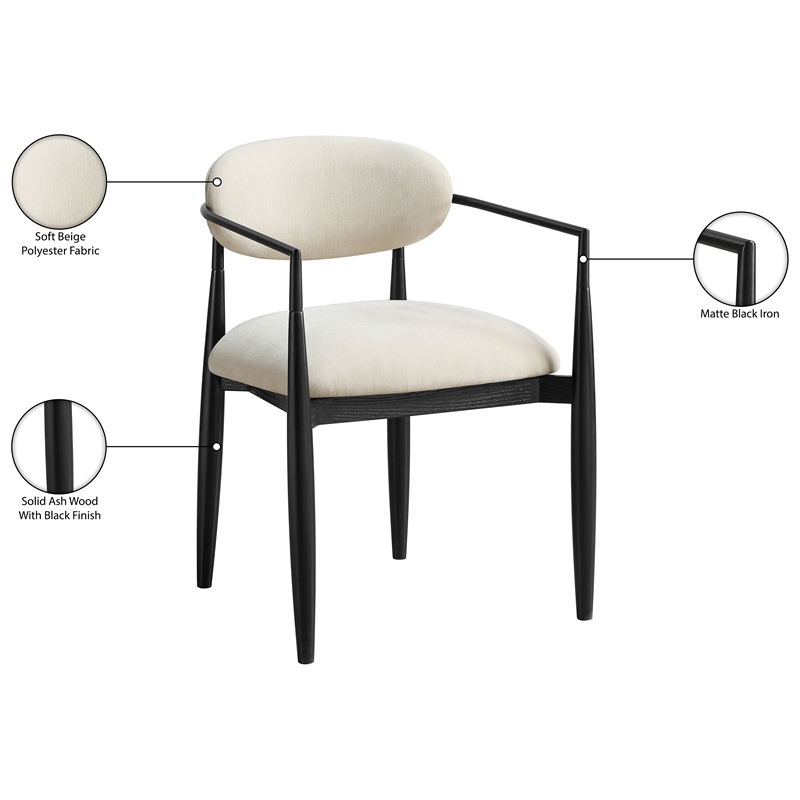 Meridian Furniture Riccio Beige Performance Fabric Dining Arm Chair (Set of 2)