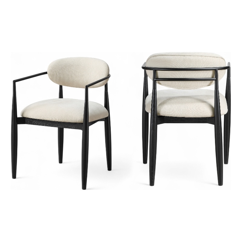 Meridian Furniture Riccio Beige Performance Fabric Dining Arm Chair (Set of 2)