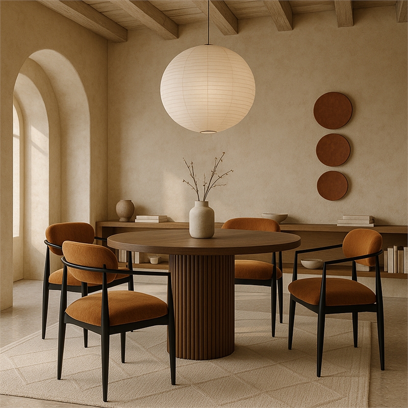 Meridian Furniture Riccio Cognac Performance Fabric Dining Arm Chair (Set of 2)