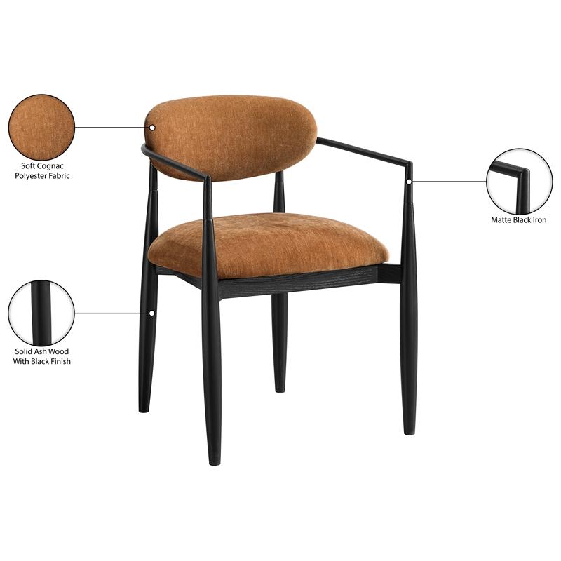 Meridian Furniture Riccio Cognac Performance Fabric Dining Arm Chair (Set of 2)