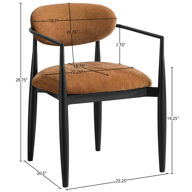 Meridian Furniture Riccio Cognac Performance Fabric Dining Arm Chair (Set of 2)