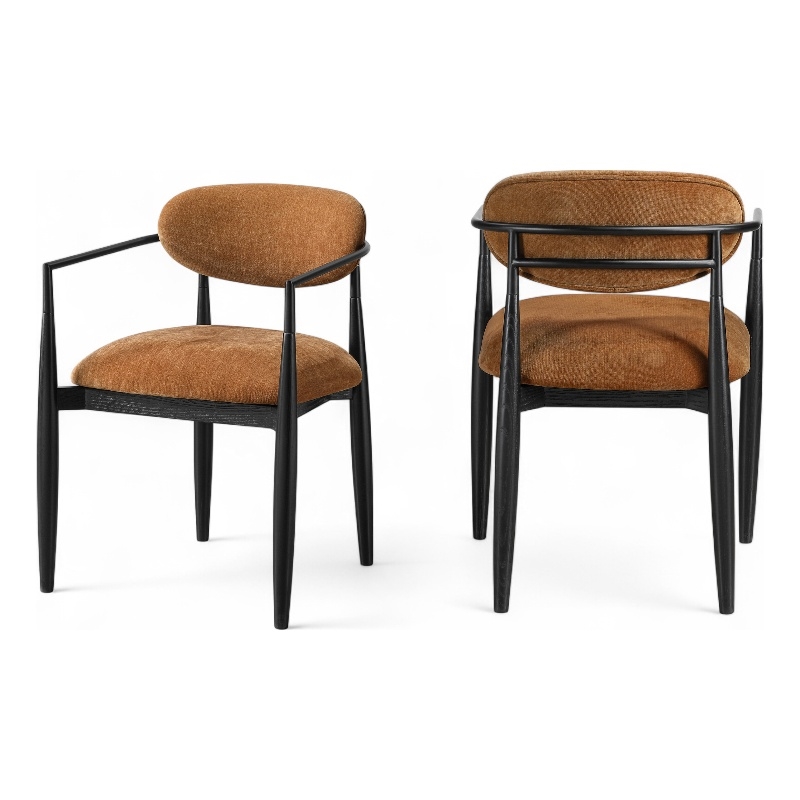 Meridian Furniture Riccio Cognac Performance Fabric Dining Arm Chair (Set of 2)